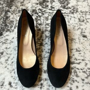 French Sole black suede pumps